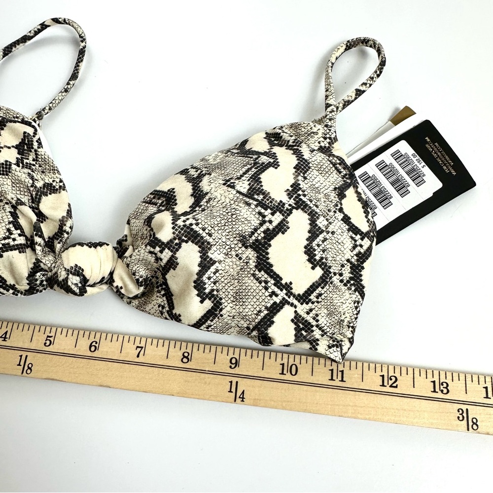 VIX PAULA HERMANNY Women’s Sz L Erin knotted snake-print bikini top NWT Beige - Picture 11 of 12